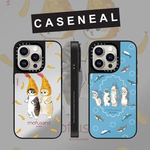 CASENEAL Cute Pet shark Cat mirror face Phone Case For iPhone 15 Pro Max 14 Plus 13 ProMax 12 12Pro 11 Shockproof Phone soft border hard protective case