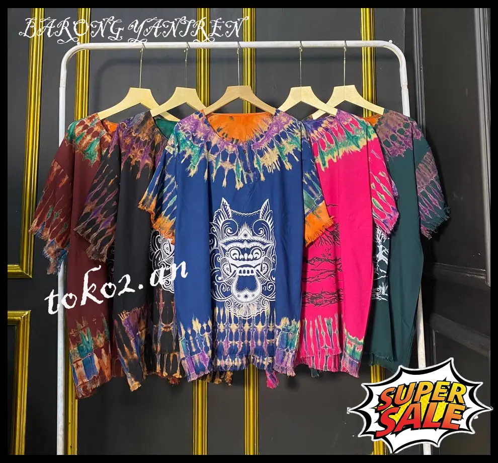 Baju Barong Bali - Baju Bali Motif Yantren Polos - Atasan Pria Dan Wanita - Baju Pantai - Pendek