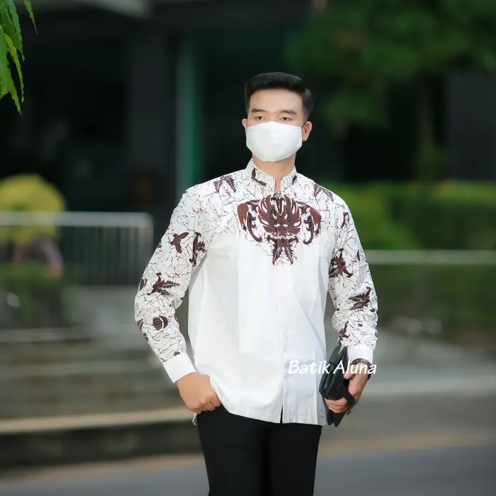 Baju Koko Pria Batik Lengan Panjang Premium Muslim Modern Produksi Batik Aluna MBA 001 0