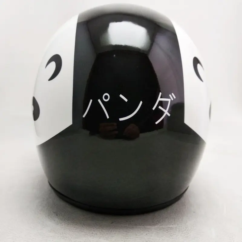 Helm Bogo Retro Kulit Motif Black Panda Klasik Kaca Bubble Halfface Helmet HBD150 3
