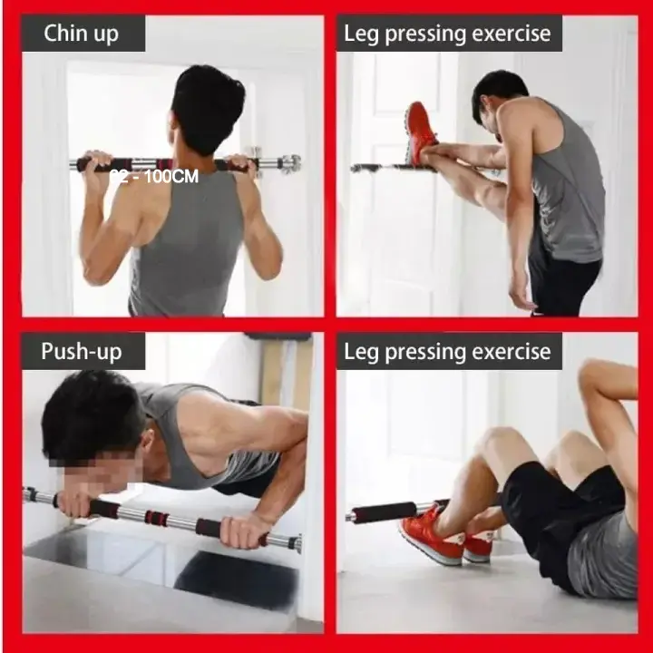 Pull Up Bar Dinding Pintu Door Chinning Alat Untuk Fitness Olahrga 62-100 CM Free Skrup 8