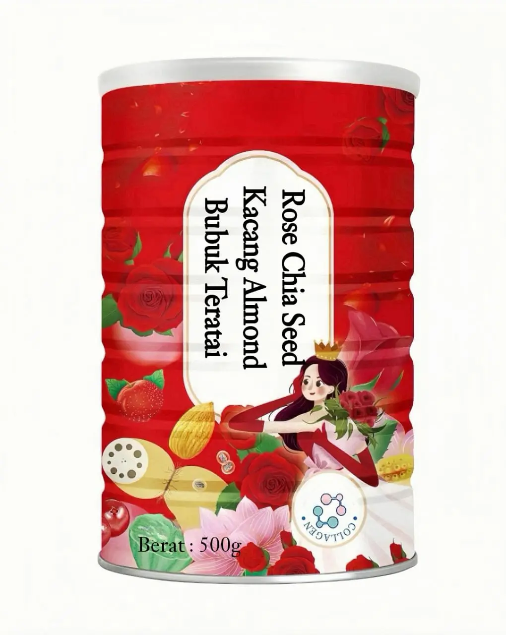 OUFEN LOTUS ROOT POWDER ROSE CHIA SEED - VARIAN BIJI CHIA MAWAR RASA STRAWBERRY Makanan