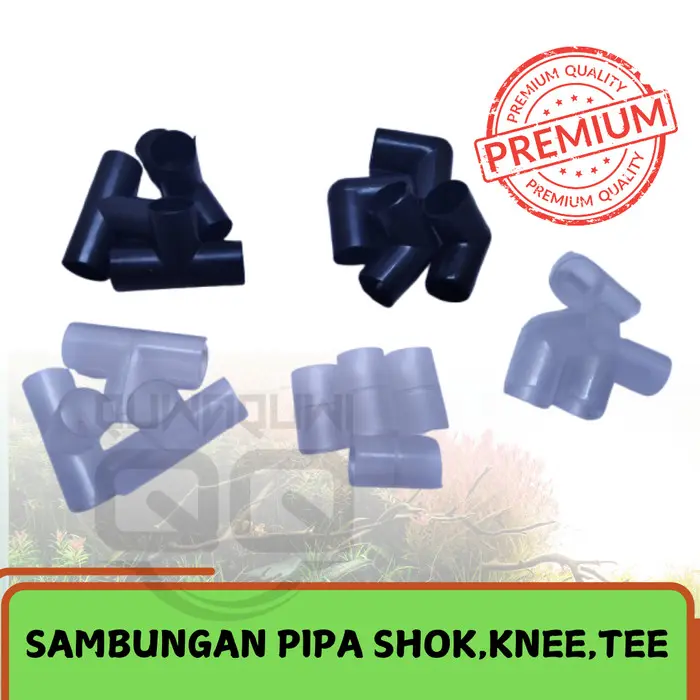 Shock Sok Pipa Knee Sambungan Pipa Aquarium Hitam dan Bening T, L, I - Bening, L