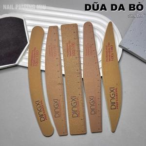 Dũa DINGXI Có Thước Đo Loại Dày Nhiều Form Vuông, Thẳng, Bầu, Kim Cương Màu Nâu Da Bò Cao Cấp Có Kẻ Vạch Làm Nail Chuyên Nghiệp, Độ Nhám Tốt 100/180, 120/180 Dũa Được Cả Móng Thường, Đắp Bột Gel