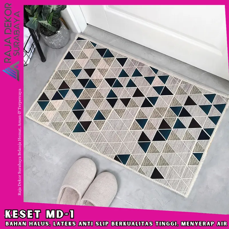 RajaDekor - Keset Polyester Ukuran 40 x 60 cm Keset Kaki Anti Slip Berbagai Motif Bisa COD Lantai Dekorasi 1