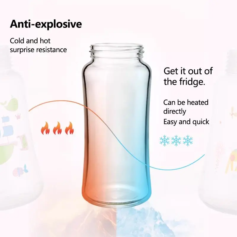 320ml Botol Susu Dot Nipple Wide Feeding Bottle Botol Cartoon botol  Berbagai Macam Mouth berisi Nipple Anti-Flatulence  AB-813 Bayi Accessories 4