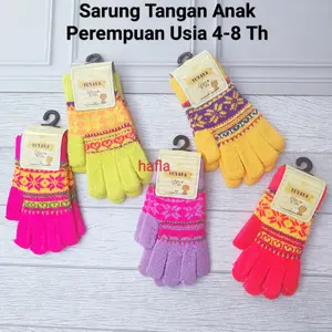 3 Pasang Sarung Tangan Anak Perempuan Fashion Anak Cewek Usia 3-8 Tahun Bahan Rajut Motif Lembut Halus Gloves