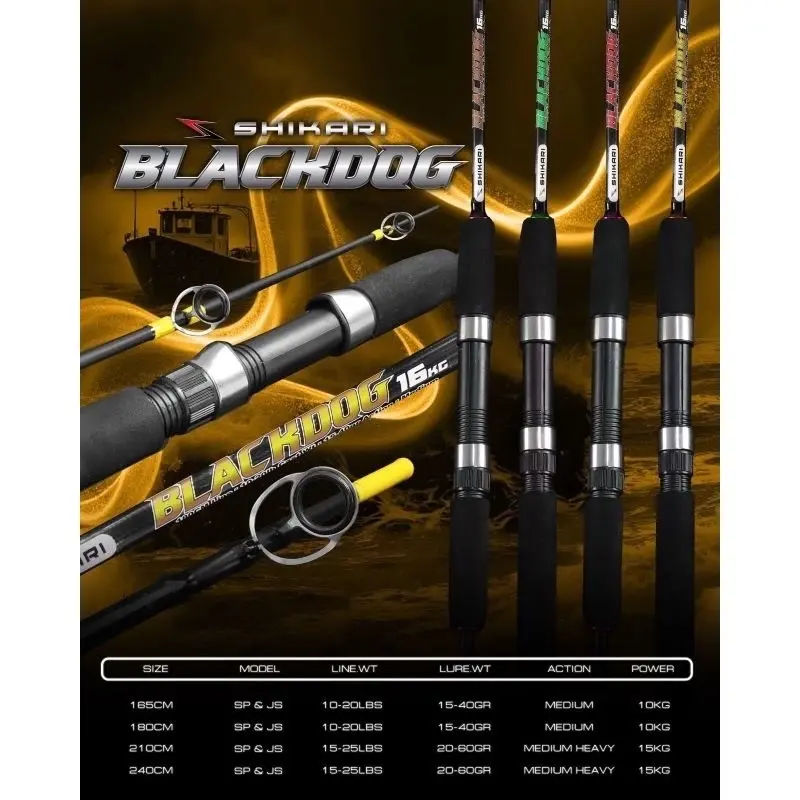 Joran Pancing Shikari Black Dog Full Busa dan Japan Style Fiber Solid 180cm & 210cm - Original Shikari by Daido - Tegek