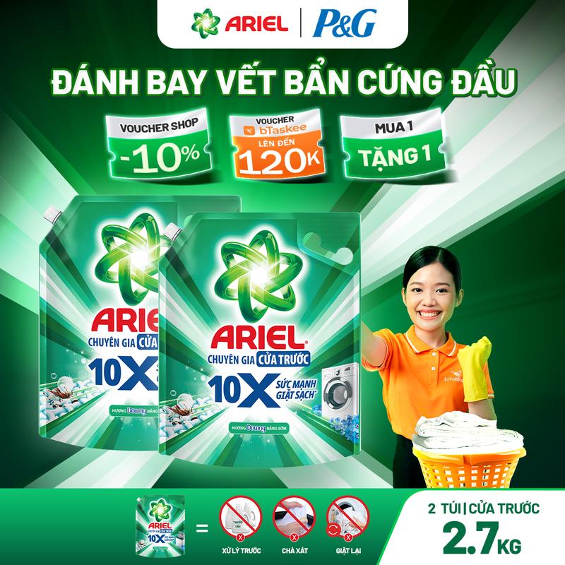ƯU ĐÃI T12 Mua 1 tặng 1 Nước giặt siêu sạch Ariel 10X đậm đặc hương Downy nắng sớm thơm lâu cửa trên cửa trước 2.7kg -2.9kg