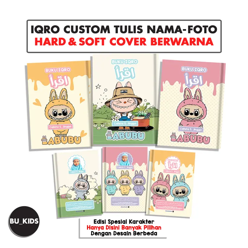 Buku Iqro Anak Berwarna Custom Nama Foto Hard Cover Soft Cover Karakter Anak Laki 0
