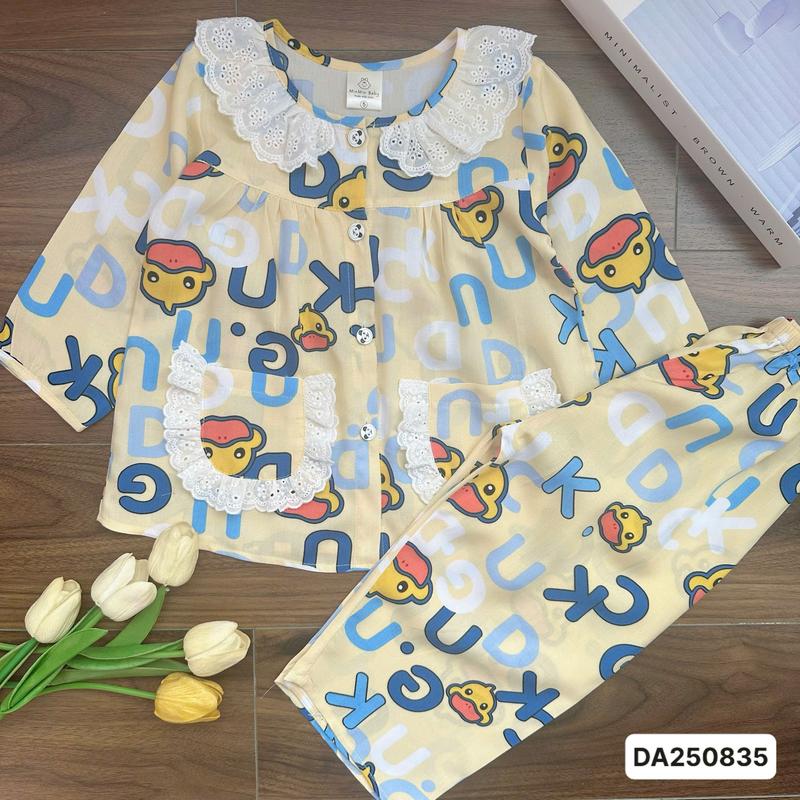 SALE DA250824 Bộ tole tay dài quần dài bé gái 10kg-35kg cổ ren túi ren với chất liệu tole 2 da mềm mát loại 1. MinMin Baby