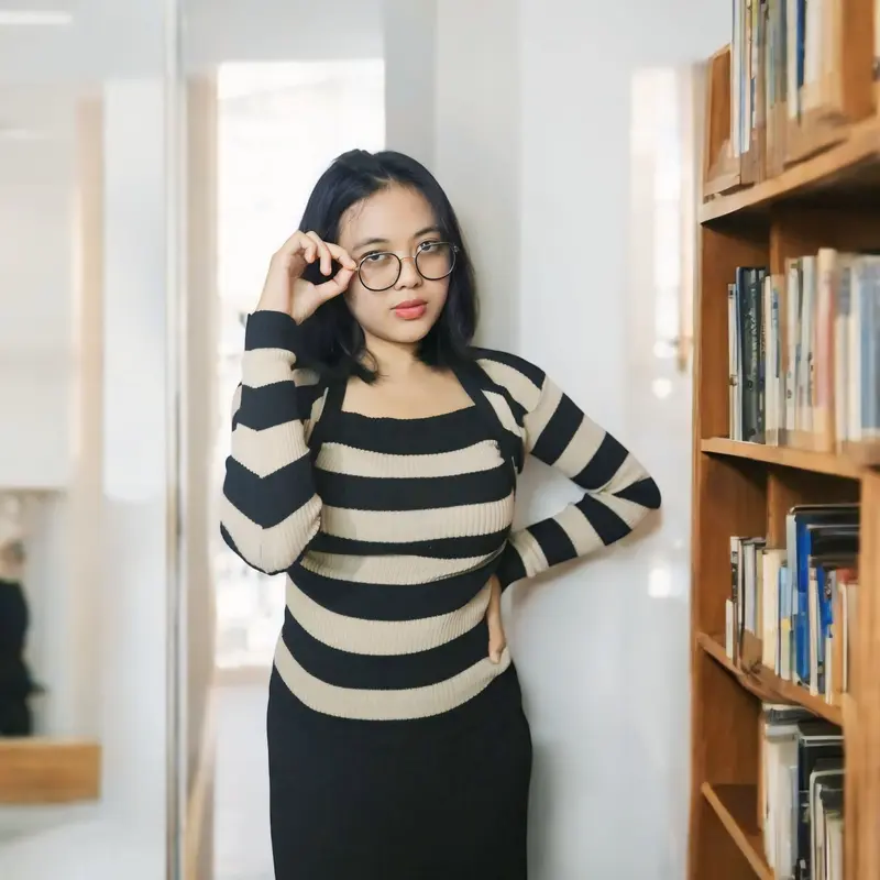 ASCBDG || Baju Rajut Wanita Motif Garis,Bahan Premium Lembut dan Nyaman Cantik Panjang Sweater Top 0