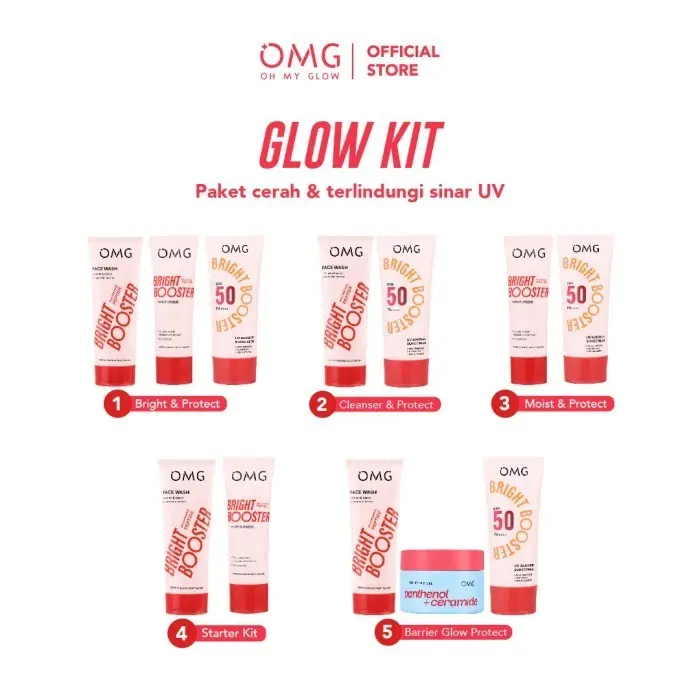 OMG Oh My Glow Paketan Lengkap Skincare Peach Glowing | New Bright Booster | Face care Mencerahkan
