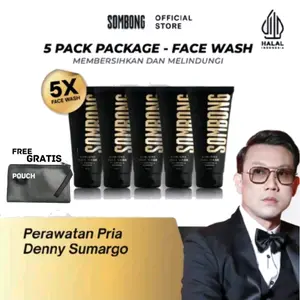SOMBONG Five 5 Face Wash 5-in-1 Dengan Coffee & Ginseng 100ml Mencerahkan & Melindungi Wajah Pria BPOM NA18231205436