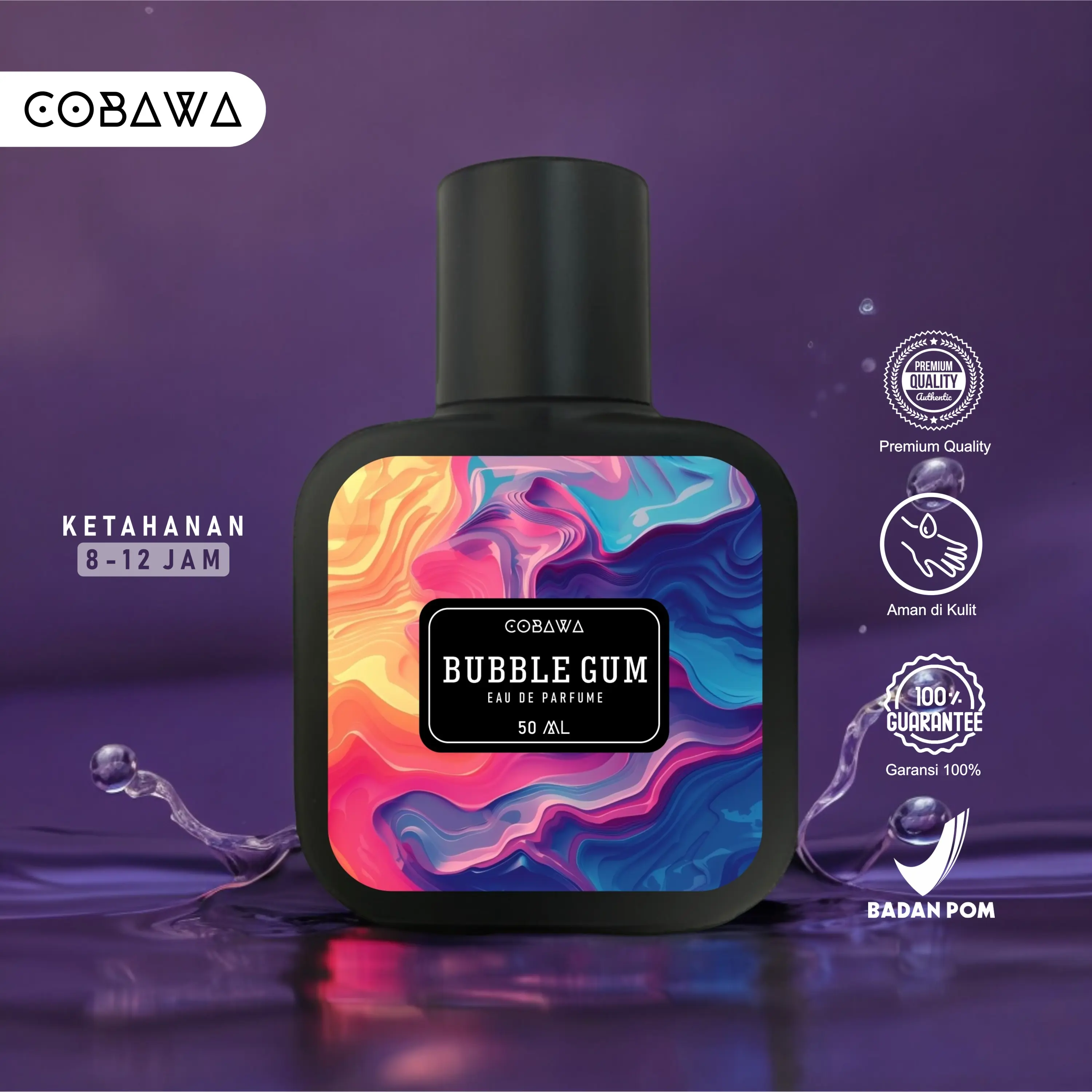 Cobawa Parfum Bubble Gum Eau De Parfume 50 ml Cowok Perfume Tubuh Wangi Pria Perempuan