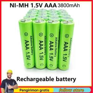 4pcs Batrei Baterai Battery Cas Rechargeable AA battery 1.2v/1.5v 100% label baru 3800 MAH baterai isi ulang