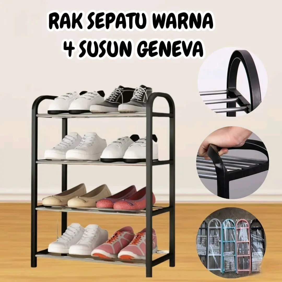 Rak sepatu besi susun 4 kuakitas bagus dan estetik