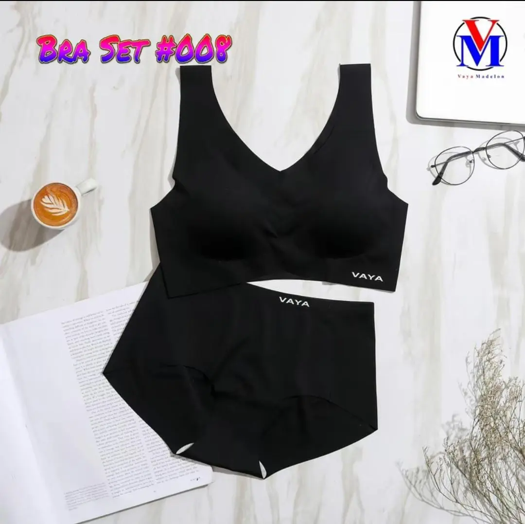 Vaya ( Bra Set ) Bralette Wanita Ada Busa Art 008 - All Size, Abu-abu