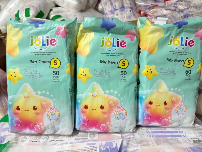 combo 3 bịch bỉm dán / tã dán JOLIE 150 miếng đủ size cho S-M-L ( Bỉm mỏng )