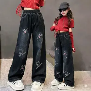 Kulot Skena Jeans Anak Perempuan Hellokity Pita Korean Style Fashion 6-13 tahun
