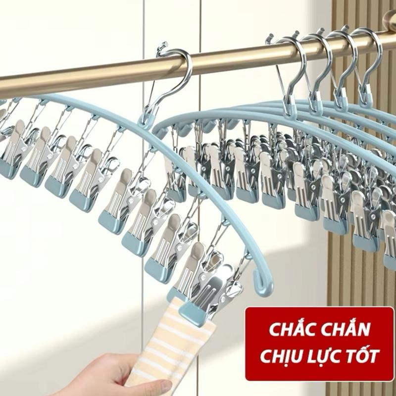 Móc vòm treo tất , đồ lót , quần áo đa năng ( 1 móc 10 kẹp ghim ) chắc chắn bền bỉ