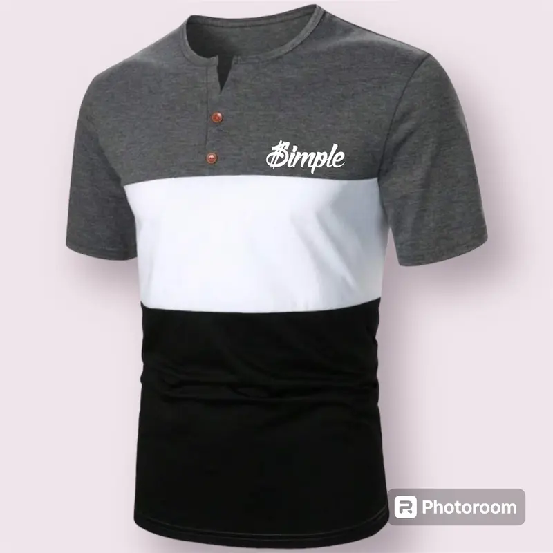 Baju Kaos Pria Dewasa Distro Kancing Kombinasi Bahan Katun Lengan Pendek Motif Polos / Kaos Kancing 2 Kombinasi Keren Terbaru Nyaman di pakai 3