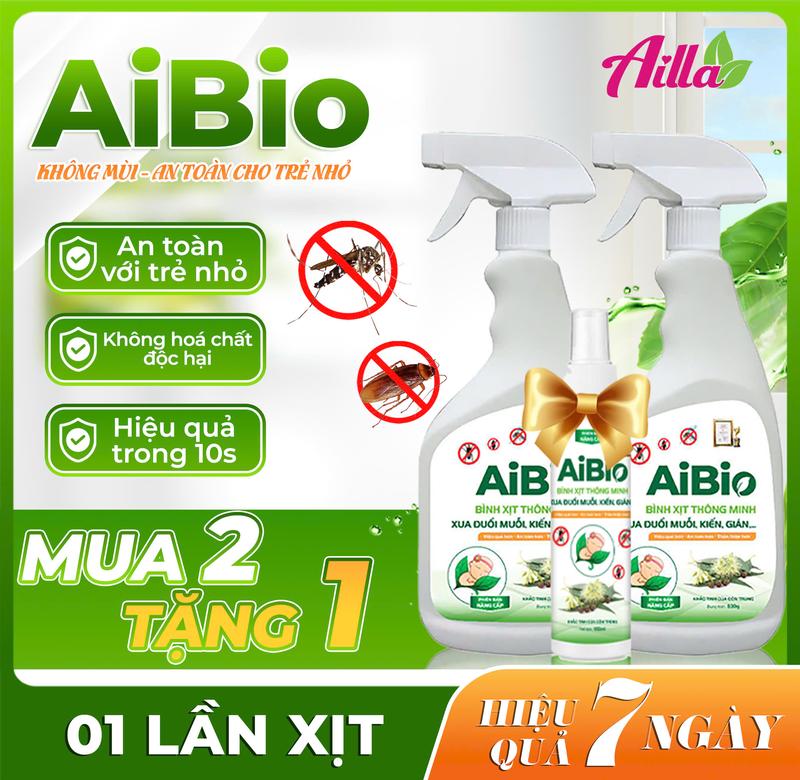 02 Bình Xịt Thông Minh AiBio Xua Đuổi Muỗi Kiến Gián Hiệu Quả Nhanh Chóng Không Mùi Tặng 01 chai Xịt Đuổi Muỗi Cùng Loại 150ML