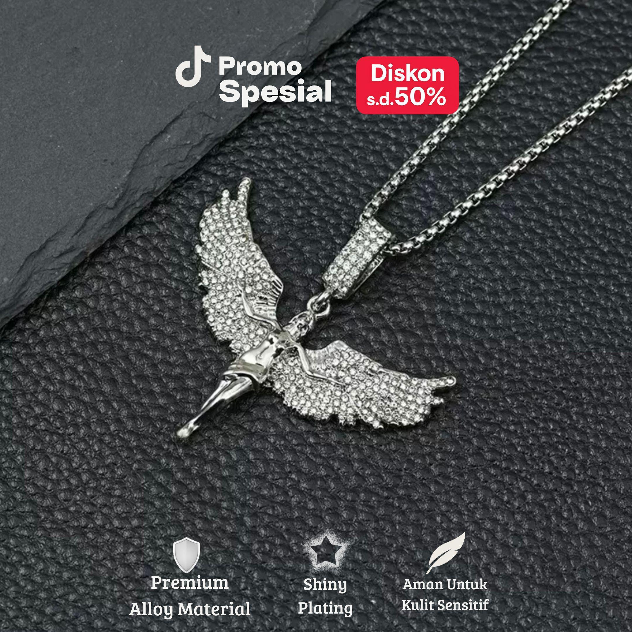Luxelight - Kalung Angel Wing Zircon Silver – Liontin Malaikat Premium Unisex