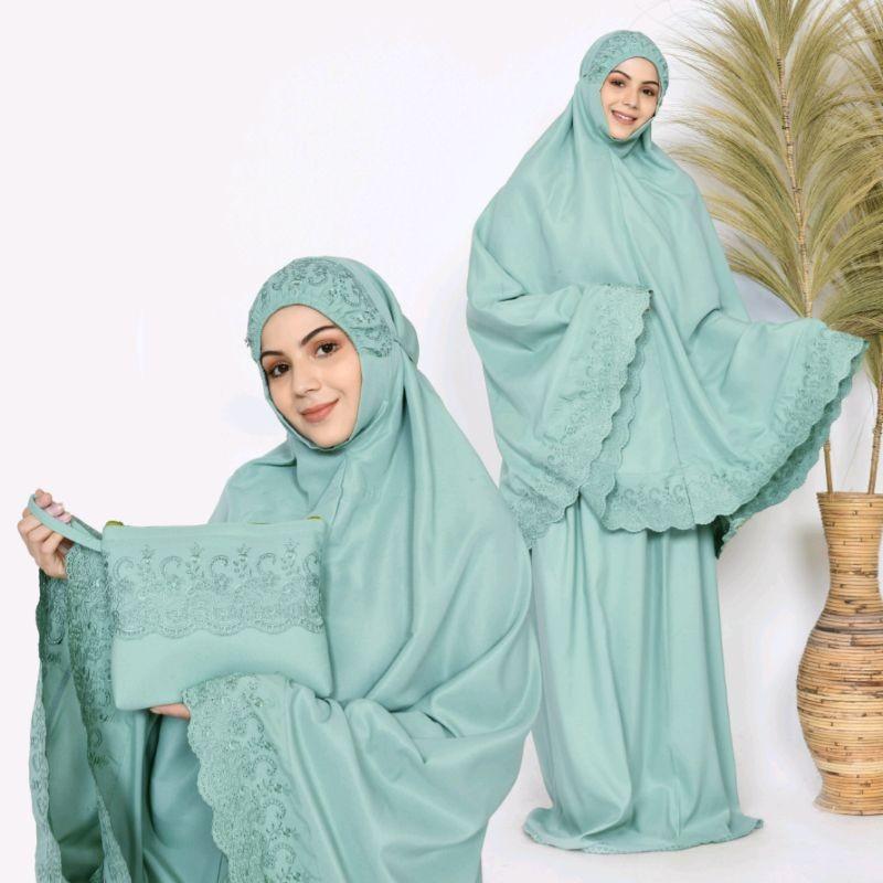Mukena Dewasa Siti Khadijah Katun Polos Hitam Cokelat Navy Putih 5