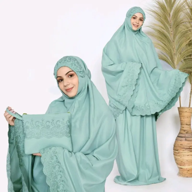 Mukena Dewasa Siti Khadijah Katun Polos Hitam Cokelat Navy Putih 5