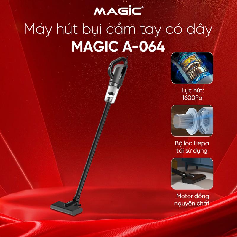 Máy Hút Bụi Cầm Tay Có Dây Magic A-064, Công Suất 600W, Lực Hút 16kPa, Lọc HEPA, Bảo Hành 12 Tháng