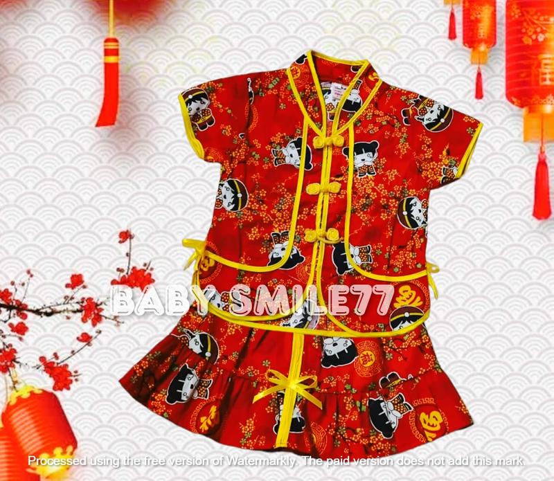 Product Introduction of Setelan Baju Cina Rok Baju Sanghai Lengan Pendek Buat Usia 0 Bulan Sampai 7 Tahun Bahan Katun 10
