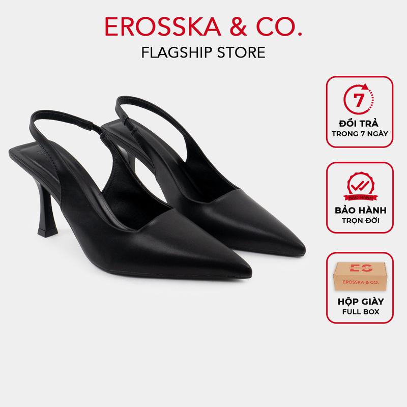 EROSSKA KOL _ Giày cao gót Slingback thời trang 3 loại chiều cao màu đen,có hộp giày,fullbox - EH041