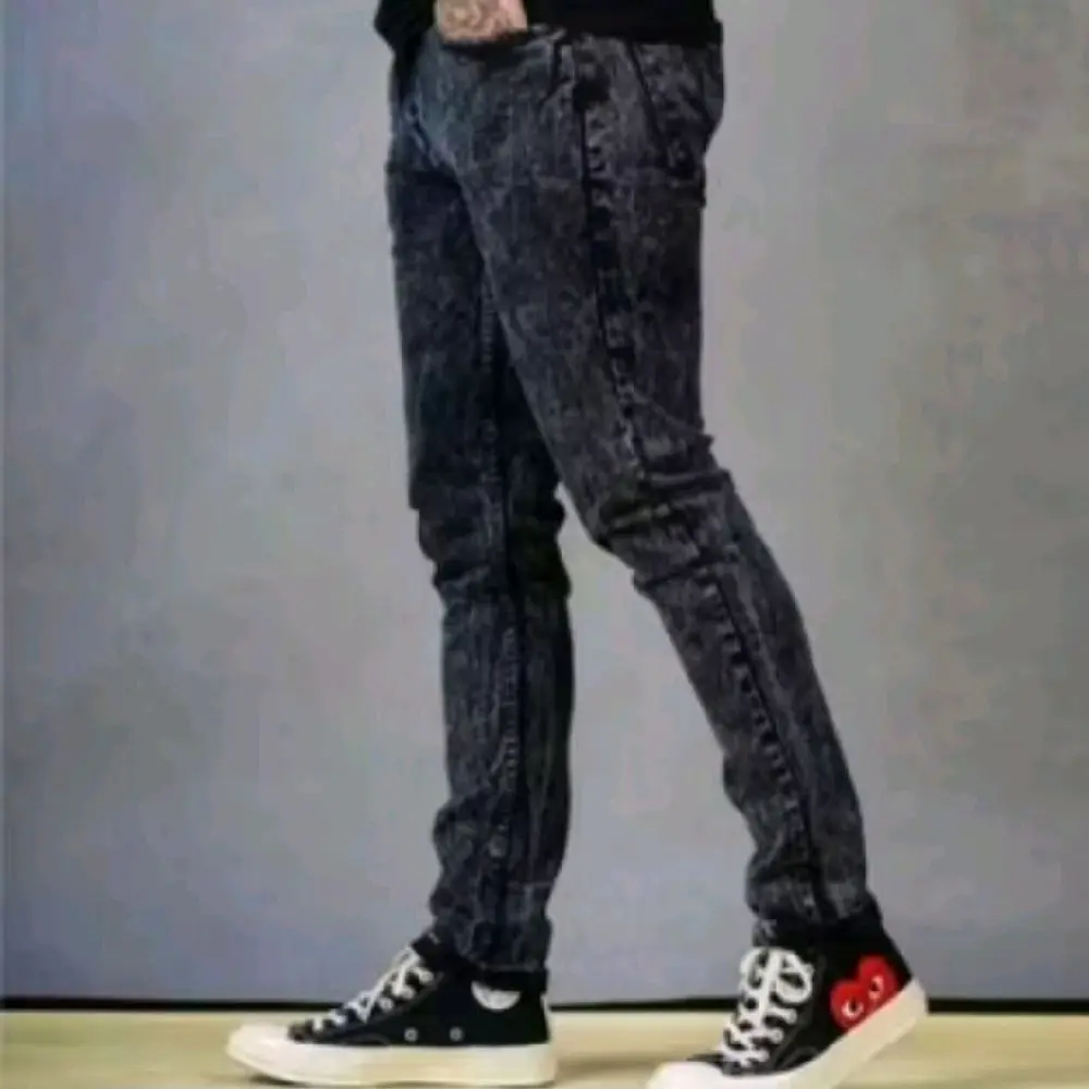 Celana Jeans Snow Hitam Pria Panjang Slim Fit - Denim, Skinny