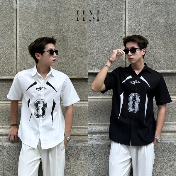 Áo sơ mi unisex ngắn tay vải kaki thiết kế retro phong cách đường phố SIXHUMAN HMA006