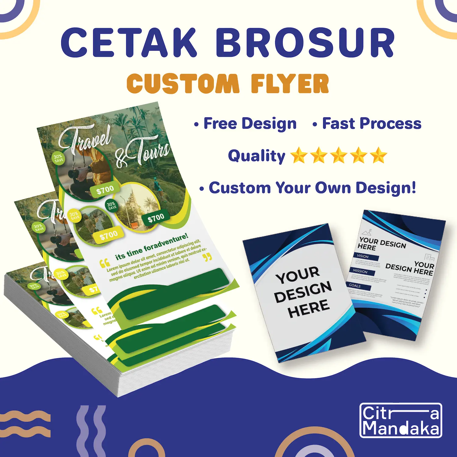 Cetak Brosur Custom A3 A4 Print Leaflet A5 A6