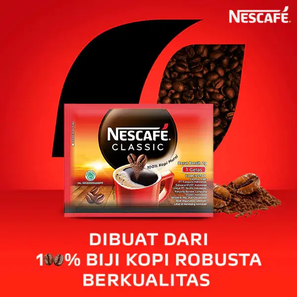 Nescafe Classic Sachet 2gr - Kopi robusta murni 100% - Kemasan Eceran 1