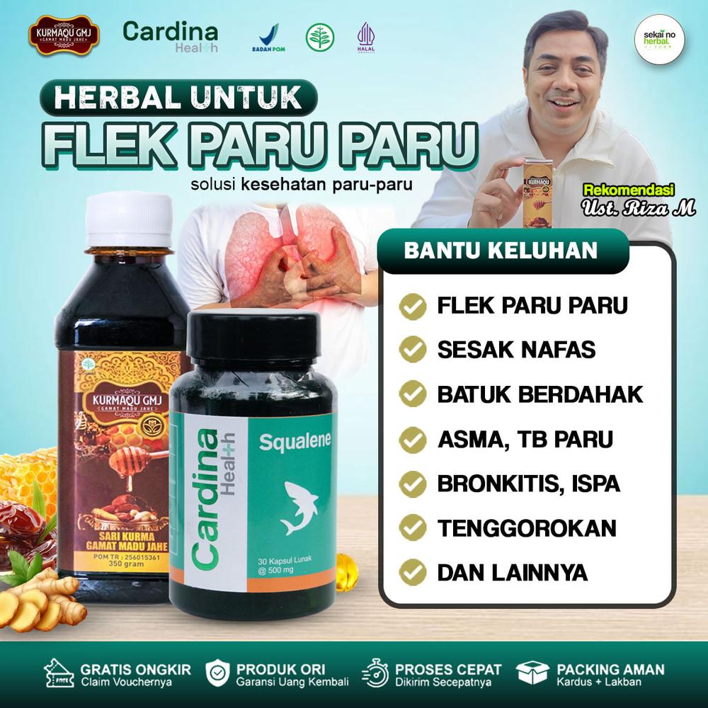 Herbal Untuk Flek Paru, Paru Kotor, Batuk Berdahak, Napas Bunyi, Lendir di Tenggorokan, Batuk Berlendir, Sesak Napas, Asma, Bronkitis, ISPA - Cardina Health & Kurmaqu GMJ Sudah BPOM dan Halal MUI - Ca