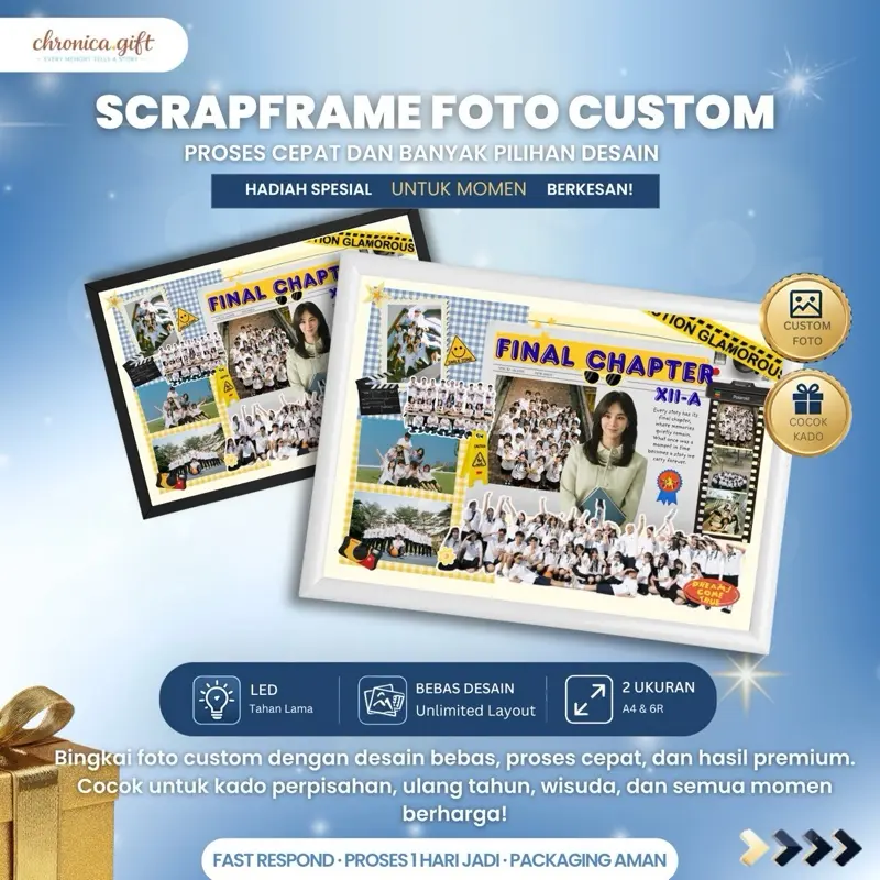 Chronica Custom Scrapframe Foto Kenangan Kado Spesial untuk Anniversary, Pernikahan & Orang Tersayang