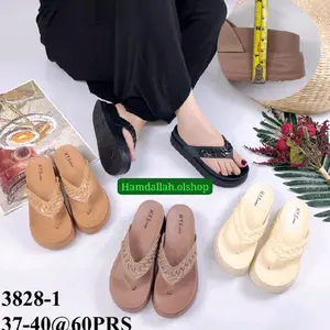 WAJIB DI NAIKIN 1 UKURAN Sendal japit wanita tinggi 4cm 3828 sendal perempuan bahan karet sendal japit Sandal