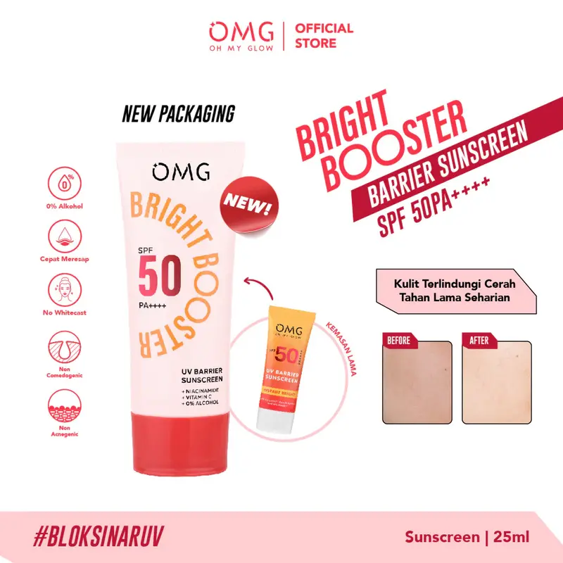 OMG Oh My Glow Bright Booster UV Barrier Sunscreen SPF 50 PA++++ - Untuk Semua Jenis Kulit - 25ml | 60ml 4