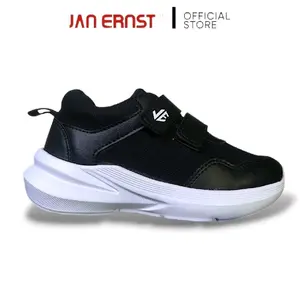 JAN ERNST Sepatu Sekolah Anak Laki-Laki Perempuan Hitam Putih Size 30-40 Fashion