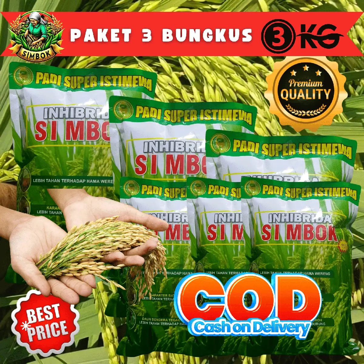 Paket ( 3 Kg )Padi SIMBOK Premium Original
