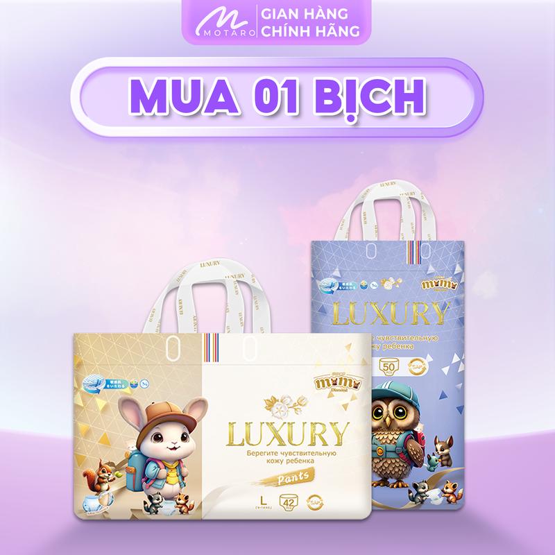 [LIVE 1B][LUXURY] 1 BỊCH Tã Bỉm Tã Dán Quần Momo Diamond LUXURY Bỉm Đêm Cao Cấp, Siêu Thấm Hút, Mềm Mại, Thoáng Khí, Chống Tràn