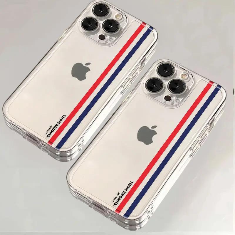 3 Ngày Giao Nội Địa | Ốp Lưng iPhone Sọc Dọc Đỏ Xanh Chữ New York Minimalist Vỏ Trong Suốt Chống Va Đập Bảo Vệ Camera iPhone 11 12 13 14 15 16 17 Pro Max Plus