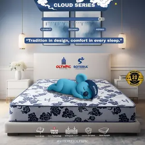 Soteria x Olympic Kasur Roll Extra Empuk Knitting Premium / Supportive Matress Roll Kesehatan Swis Technology Tebal 10/15/20 cm / Kasur Keluarga Portable Anti Kempes / Matras Tidur Tahan Hingga 200 Kg Sera Series Original Garansi Resmi Brand SOTERIA