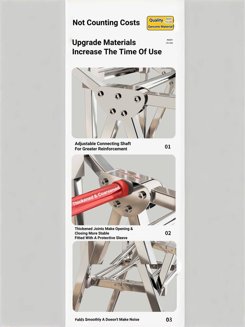Product Introduction of [SG Stock]Foldable Clothes Drying Rack Multifunctional Laundry Rack With Wheel Stainless Steel Thickened Carbon Steel 16