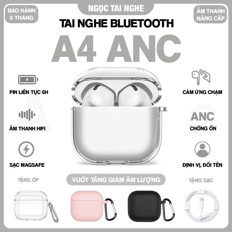 Tai Nghe Bluetooth N&N A4 ANC   Facelift   Xuyên Âm. Chống Ồn Chủ Động ANC. Vuốt Tăng Giảm Âm Lượng. Định Vị. Đổi Tên. Tự Động Kết Nối. Tặng Ốp. Cáp Sạc. Bảo Hành 6 Tháng Lỗi Đổi Mới. Pin Trâu Nhét Tai Nghe Nhạc Earphone 
