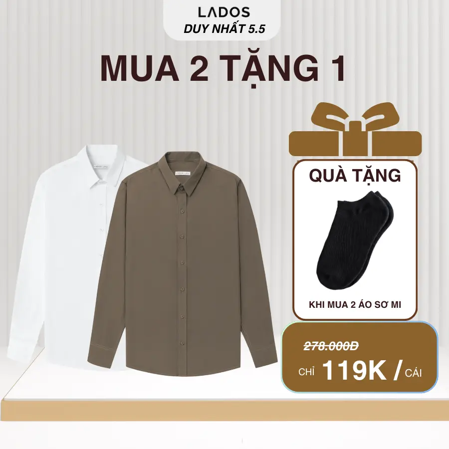 Áo sơ mi nam dài tay LADOS - 779 chất lụa mềm mịn lịch sự phong cách công sở