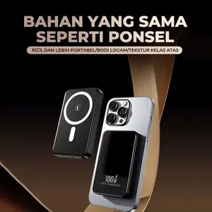 Powerbank Magsafe Mini 20000mAh Magnetic Wireless Charging 20W PD Fast Charge Bodi Logam Tipis Pocket Size Kecil dan Lebih Portabel
